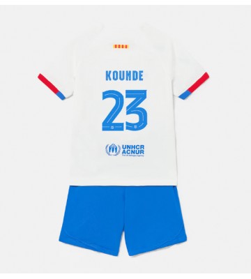 Barcelona Jules Kounde #23 Segunda Equipación Niños 2023-24 Manga Corta (+ Pantalones cortos)